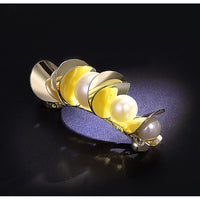 HKM-816275 Elegant Geometric Alloy Hair Clip with Diamond Finish - 6.7 x 2 cm