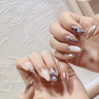 HKM-497555 Ultra-Thin Gold and Silver Nail Art Stickers for Elegant Nail Decorations