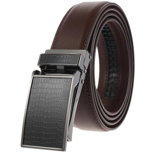 HKM-822163 Men's Automatic Leather Belt with Custom Logo Printing Capability