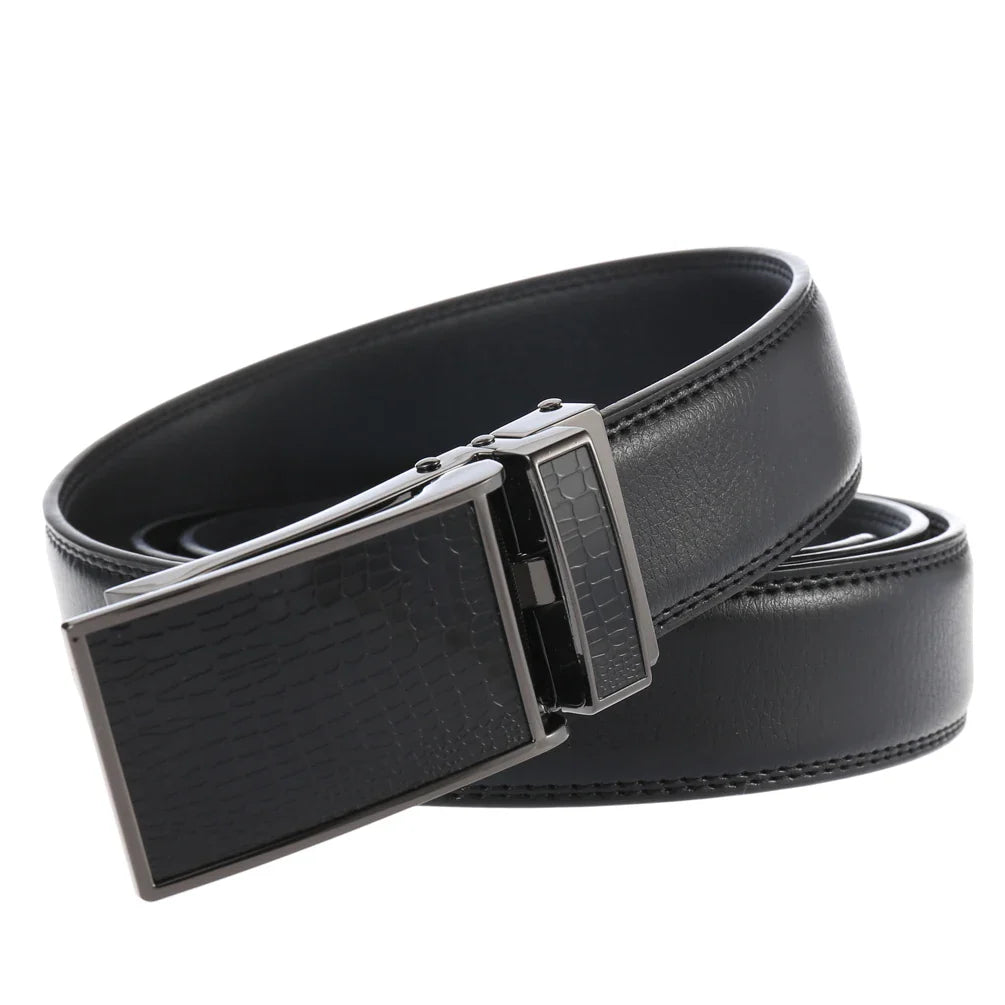 HKM-822163 Men's Automatic Leather Belt with Custom Logo Printing Capability