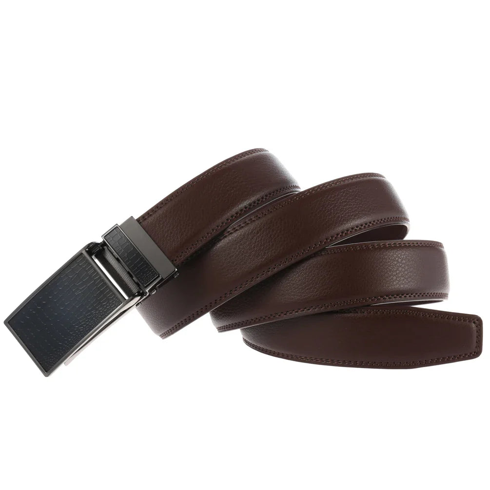 HKM-822163 Men's Automatic Leather Belt with Custom Logo Printing Capability