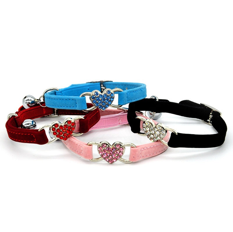 HKM-328019 Love Collar for Cats - Sky Blue, Pink, Red, Black - Adjustable 21-26cm Neck Size