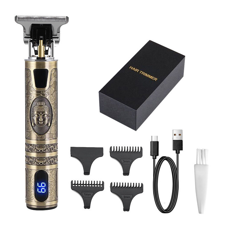 HKM-316179 Retro Rechargeable Electric Hair Clippers with Stainless Steel Blades and Accessories