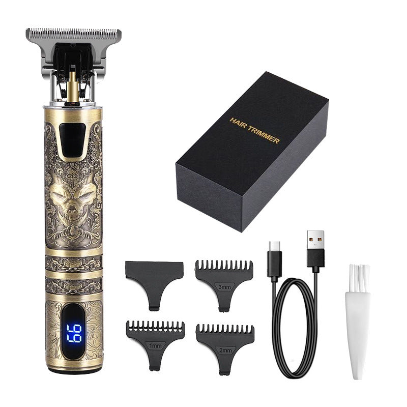 HKM-316179 Retro Rechargeable Electric Hair Clippers with Stainless Steel Blades and Accessories