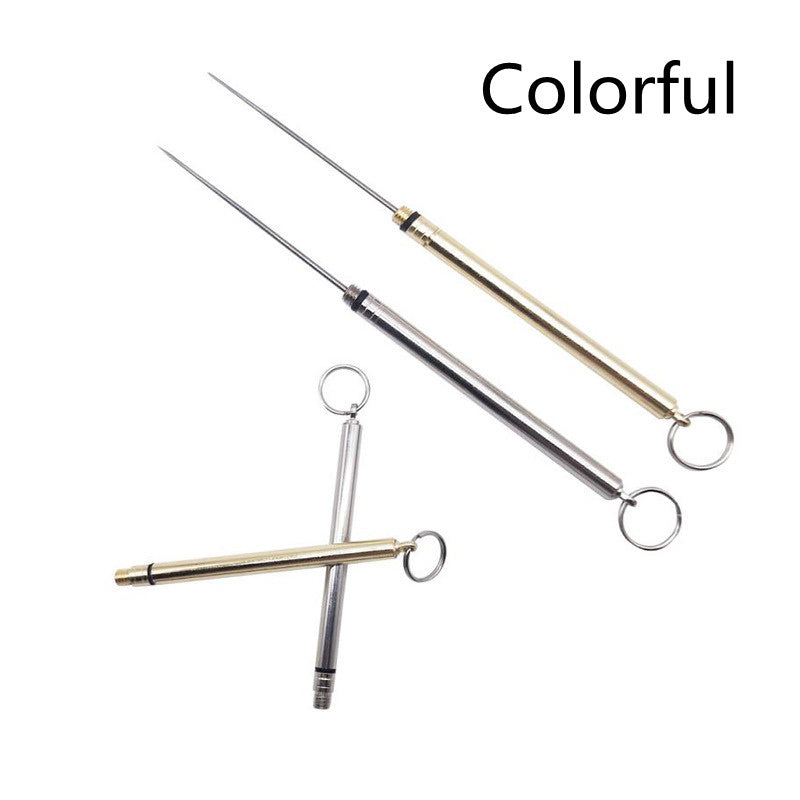 HKM-593555 Portable Brass & Titanium Alloy Toothpick in Waterproof Cylinder for Outdoor Use