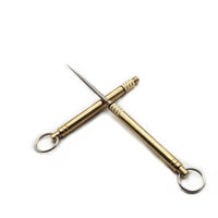 HKM-593555 Portable Brass & Titanium Alloy Toothpick in Waterproof Cylinder for Outdoor Use