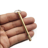 HKM-593555 Portable Brass & Titanium Alloy Toothpick in Waterproof Cylinder for Outdoor Use