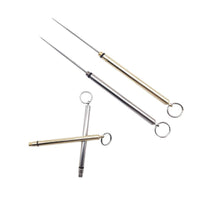 HKM-593555 Portable Brass & Titanium Alloy Toothpick in Waterproof Cylinder for Outdoor Use