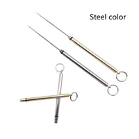 HKM-593555 Portable Brass & Titanium Alloy Toothpick in Waterproof Cylinder for Outdoor Use