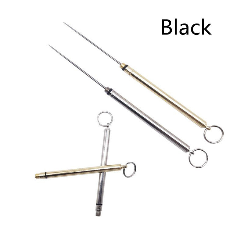 HKM-593555 Portable Brass & Titanium Alloy Toothpick in Waterproof Cylinder for Outdoor Use