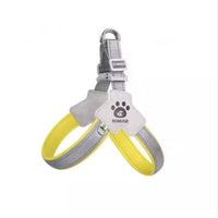 HKM-566227 Adjustable Yellow Pet Harness with Leash for Dogs and Cats - Reflective, Comfortable, No-Pull Design