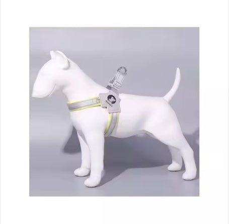 HKM-566227 Adjustable Yellow Pet Harness with Leash for Dogs and Cats - Reflective, Comfortable, No-Pull Design