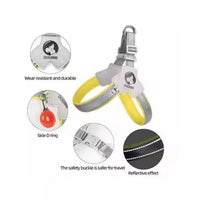 HKM-566227 Adjustable Yellow Pet Harness with Leash for Dogs and Cats - Reflective, Comfortable, No-Pull Design