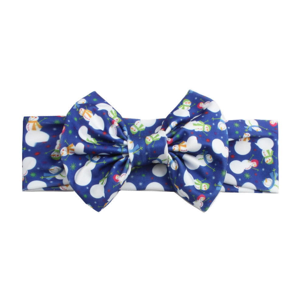HKM-250323 Bow Print Headband for Children - Woven Fabric Accessory