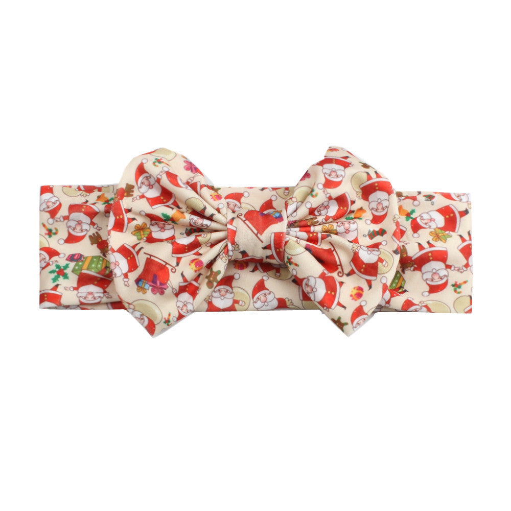 HKM-250323 Bow Print Headband for Children - Woven Fabric Accessory