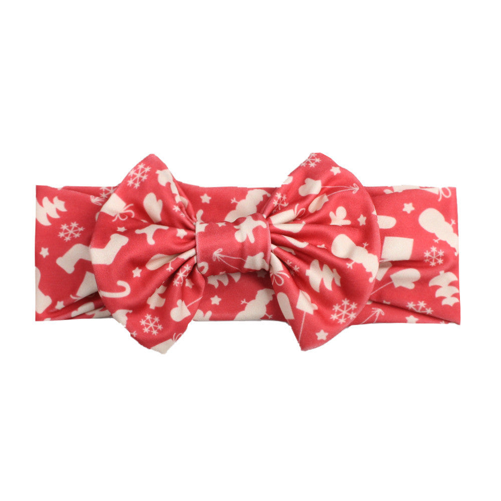 HKM-250323 Bow Print Headband for Children - Woven Fabric Accessory