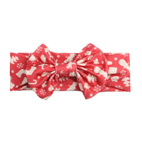 HKM-250323 Bow Print Headband for Children - Woven Fabric Accessory