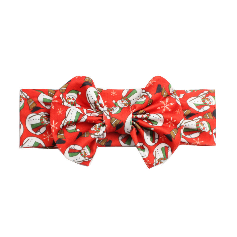 HKM-250323 Bow Print Headband for Children - Woven Fabric Accessory