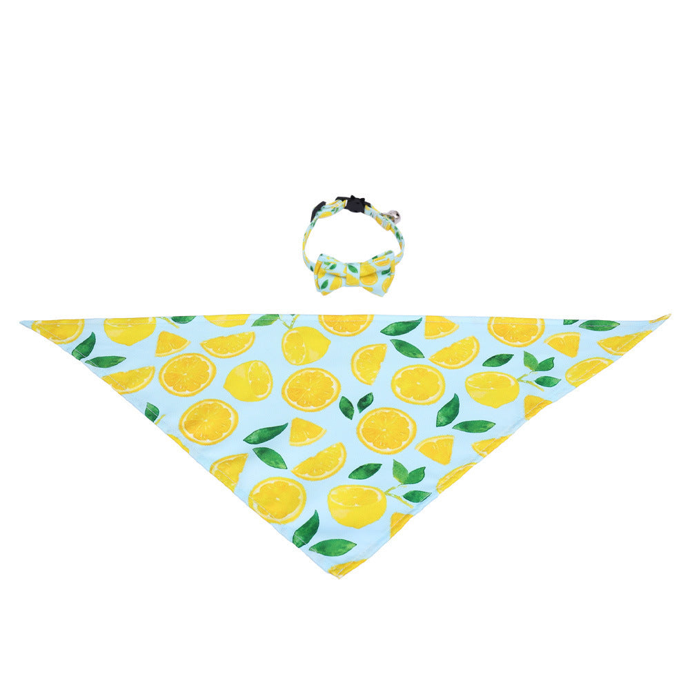 HKM-374611 Triangular Binder Pet Accessory with Fruit Patterns for Cats and Dogs