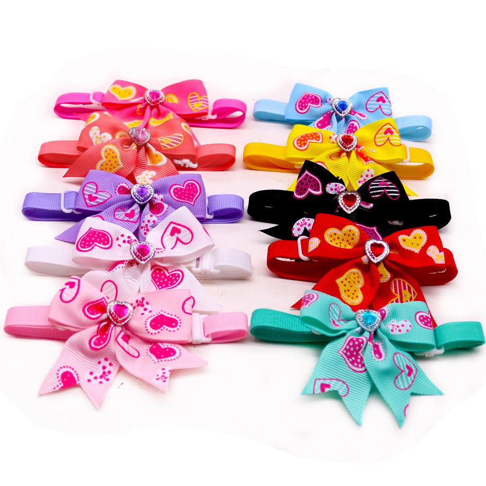 HKM-302995 Pet Love Candy Color Diamond Bow Tie for Pets - Polyester Spring & Autumn Accessory