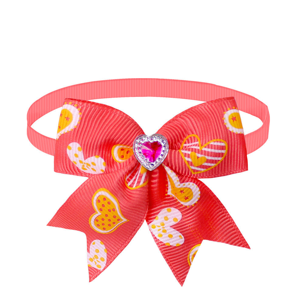 HKM-302995 Pet Love Candy Color Diamond Bow Tie for Pets - Polyester Spring & Autumn Accessory