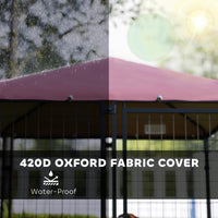 HKM-400083 Welded Wire Outdoor Dog Kennel with Adjustable Feeding System and Waterproof Cover, 4.6 ft x 4.6 ft x 5 ft