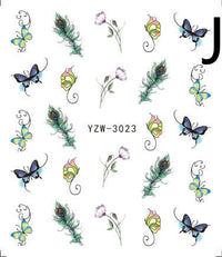 HKM-917779 Black Butterfly Water Nail Art Stickers - Simple and Stylish Design, 6.2 x 5.5 CM
