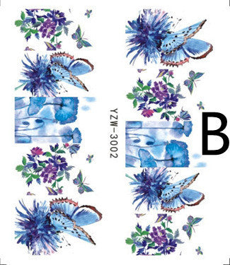 HKM-917779 Black Butterfly Water Nail Art Stickers - Simple and Stylish Design, 6.2 x 5.5 CM