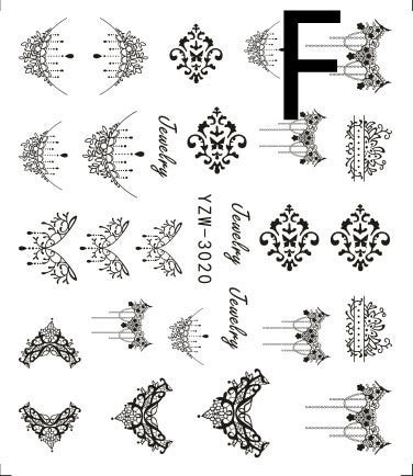 HKM-917779 Black Butterfly Water Nail Art Stickers - Simple and Stylish Design, 6.2 x 5.5 CM