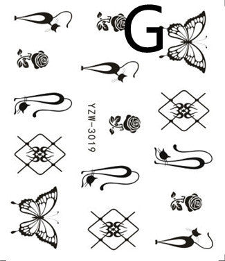 HKM-917779 Black Butterfly Water Nail Art Stickers - Simple and Stylish Design, 6.2 x 5.5 CM
