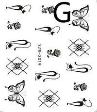 HKM-917779 Black Butterfly Water Nail Art Stickers - Simple and Stylish Design, 6.2 x 5.5 CM