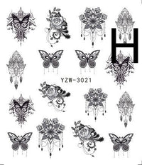 HKM-917779 Black Butterfly Water Nail Art Stickers - Simple and Stylish Design, 6.2 x 5.5 CM