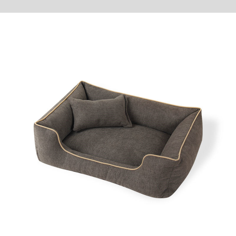 HKM-573651 Warm and Comfortable Bite-Resistant Small Dog Bed - Removable and Washable, Available in Silver Gray, Dark Brown, Navy Blue