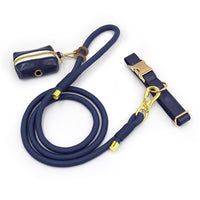 HKM-654675 Hand-woven Leather Rope Dog Leash - Durable and Stylish Round Design