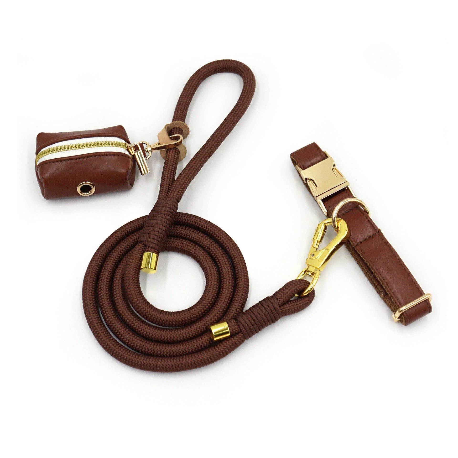 JMT-121482 Hand-woven Leather Rope Dog Leash - Durable and Stylish Round Design
