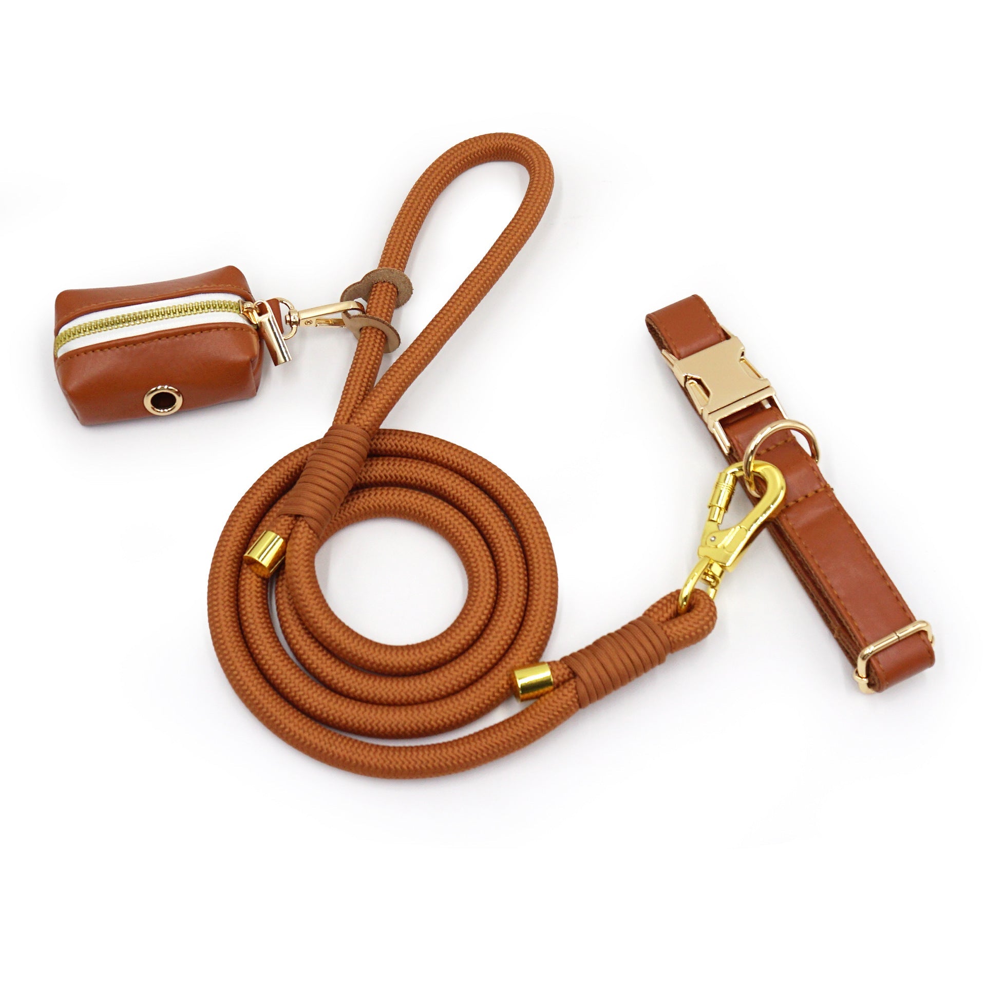 JMT-121482 Hand-woven Leather Rope Dog Leash - Durable and Stylish Round Design