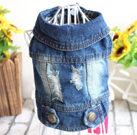 HKM-084179 Denim Dog Jacket with Hood and Fringe ¨C Stylish Pet Vest for Small Dogs and Cats