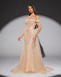 HKM-633299 Elegant Golden Dress for Women's Special Occasions, Style EZ25204
