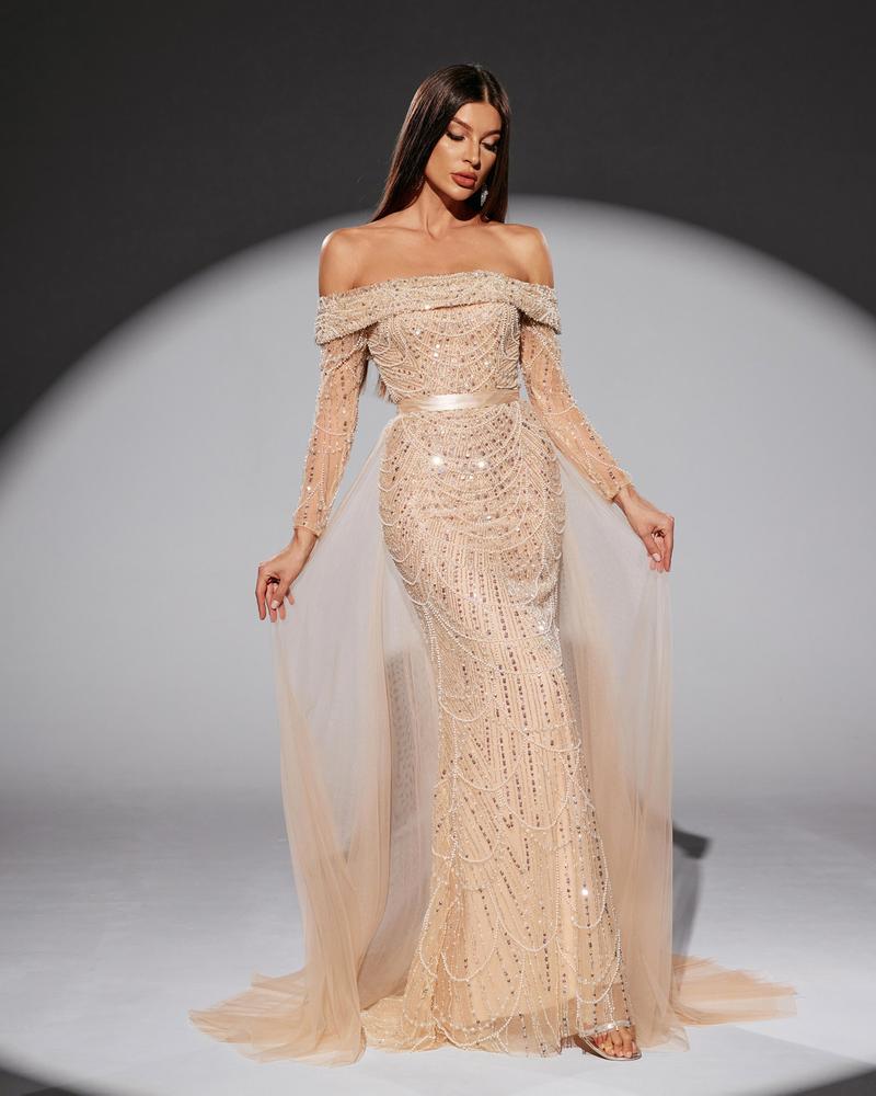 HKM-633299 Elegant Golden Dress for Women's Special Occasions, Style EZ25204