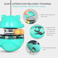 HKM-107347 Interactive Cat Food Dispenser Tumbler Toy for IQ Training and Healthy Play, 10x10x13.5cm
