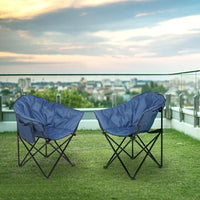 HKM-091539 Sturdy Blue Camping Chair with Steel Frame - Supports Up to 120kg