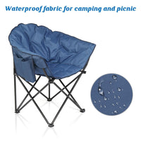 HKM-091539 Sturdy Blue Camping Chair with Steel Frame - Supports Up to 120kg