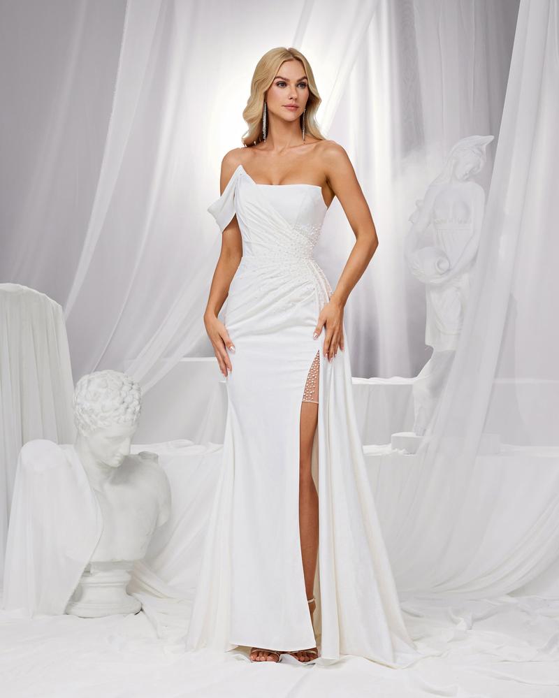 HKM-321427 Elegant White Evening Dress for Women - Model EZ25192