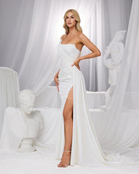 HKM-321427 Elegant White Evening Dress for Women - Model EZ25192