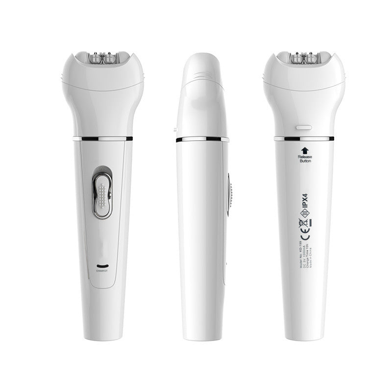HKM-137875 5-in-1 Multi-Functional Portable Face and Body Electric Massager and Skin Care Scrubber with Latex Brush Heads