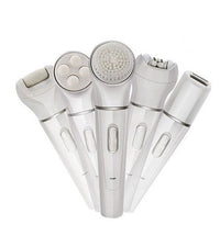 HKM-137875 5-in-1 Multi-Functional Portable Face and Body Electric Massager and Skin Care Scrubber with Latex Brush Heads