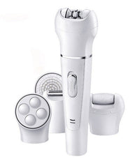 HKM-137875 5-in-1 Multi-Functional Portable Face and Body Electric Massager and Skin Care Scrubber with Latex Brush Heads