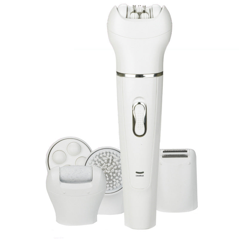 HKM-137875 5-in-1 Multi-Functional Portable Face and Body Electric Massager and Skin Care Scrubber with Latex Brush Heads