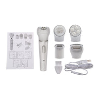 HKM-137875 5-in-1 Multi-Functional Portable Face and Body Electric Massager and Skin Care Scrubber with Latex Brush Heads