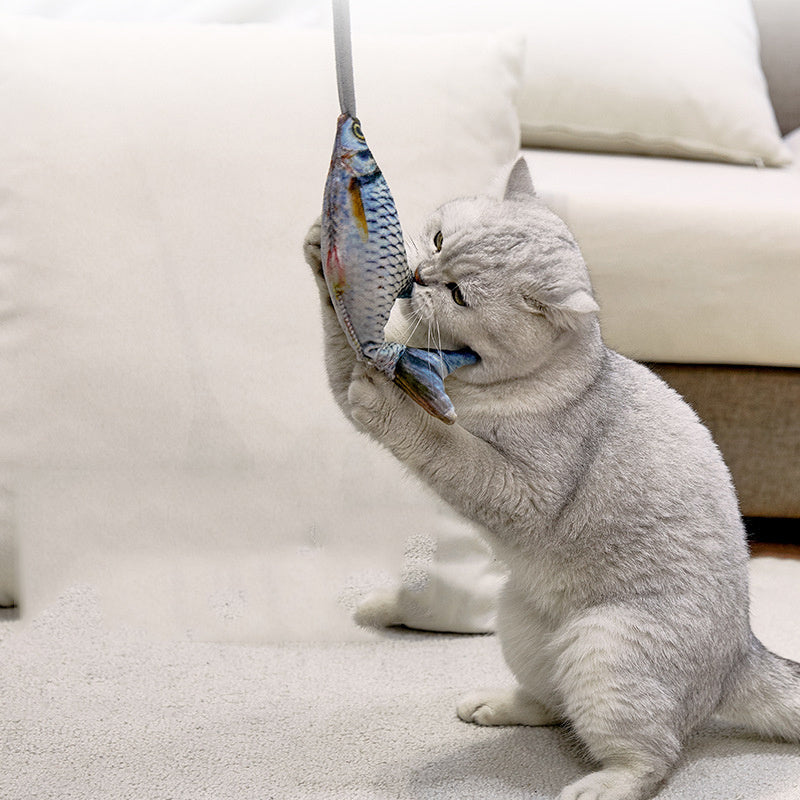 HKM-106195 Interactive Plush Fish Cat Toy - Vibration and Catnip Filled for Fun Playtime